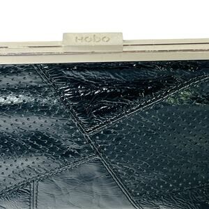 Hobo Clutch Wallet Black Leather Snakeskin Patchwork Retro Avante Garde Grunge